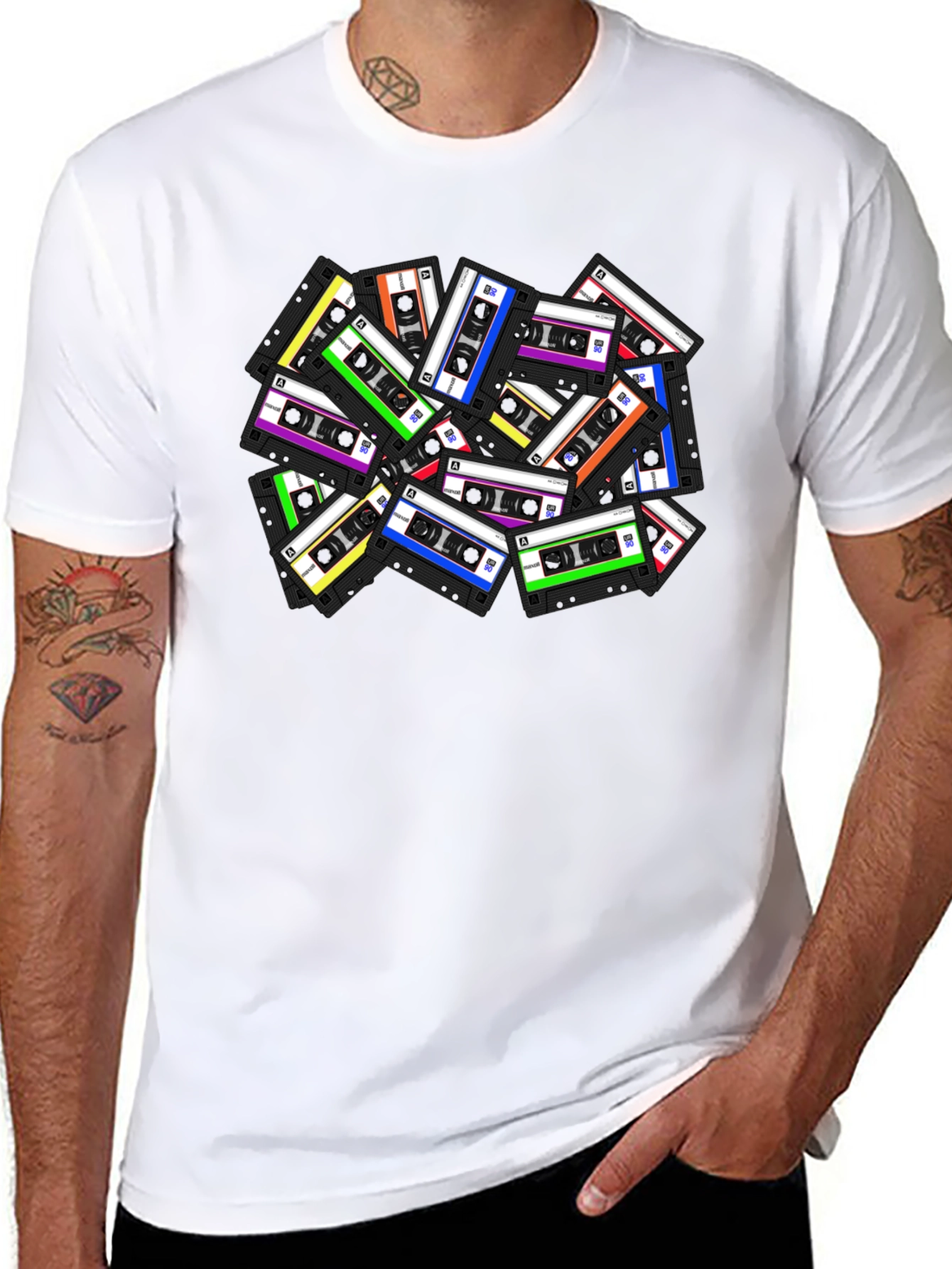 Retro Cassette Tape Graphic T-Shirt - Black