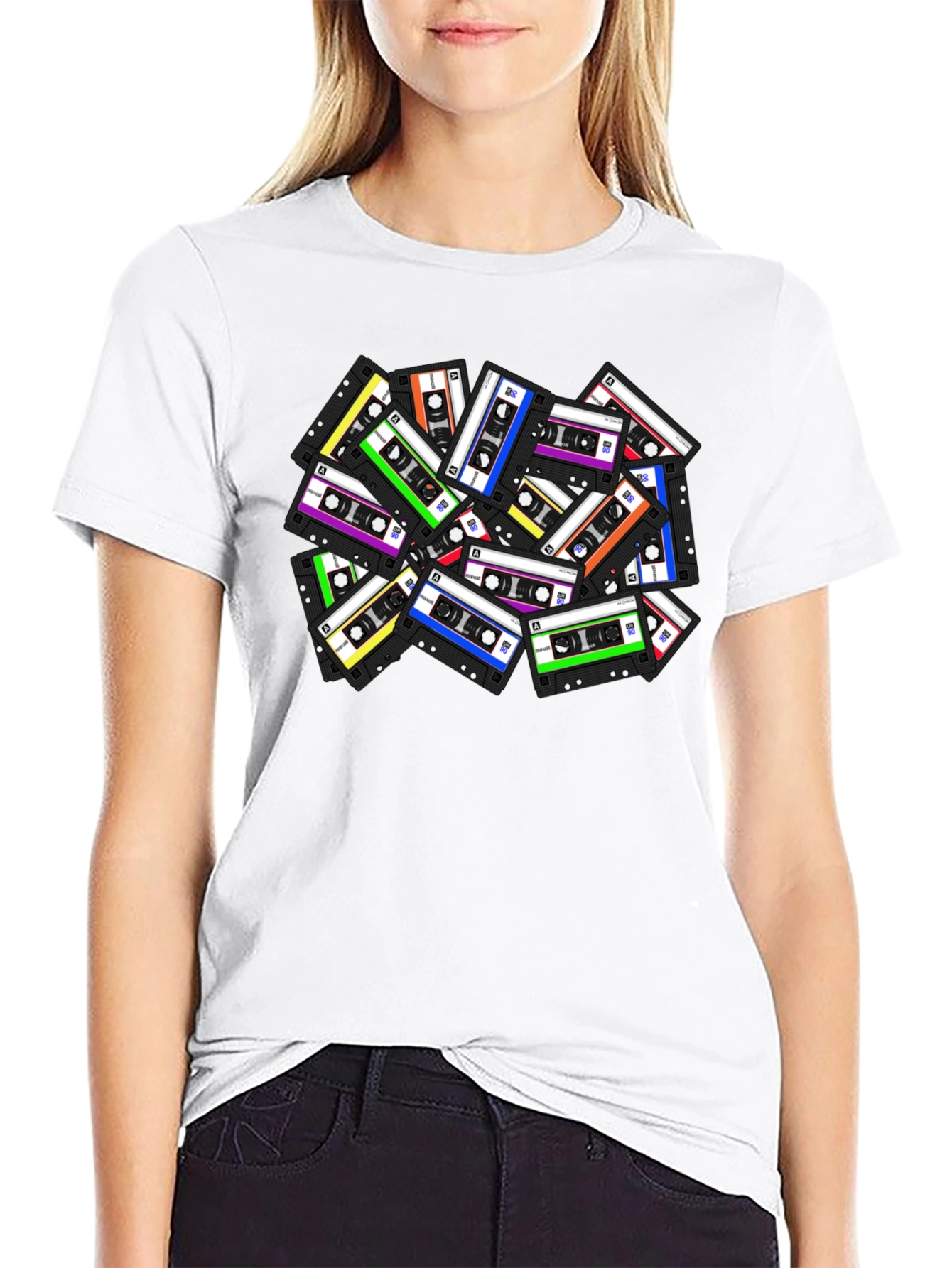 Retro Cassette Tape Graphic T-Shirt - Black