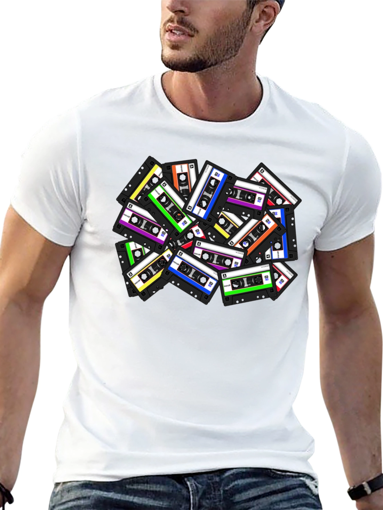 Retro Cassette Tape Graphic T-Shirt - Black