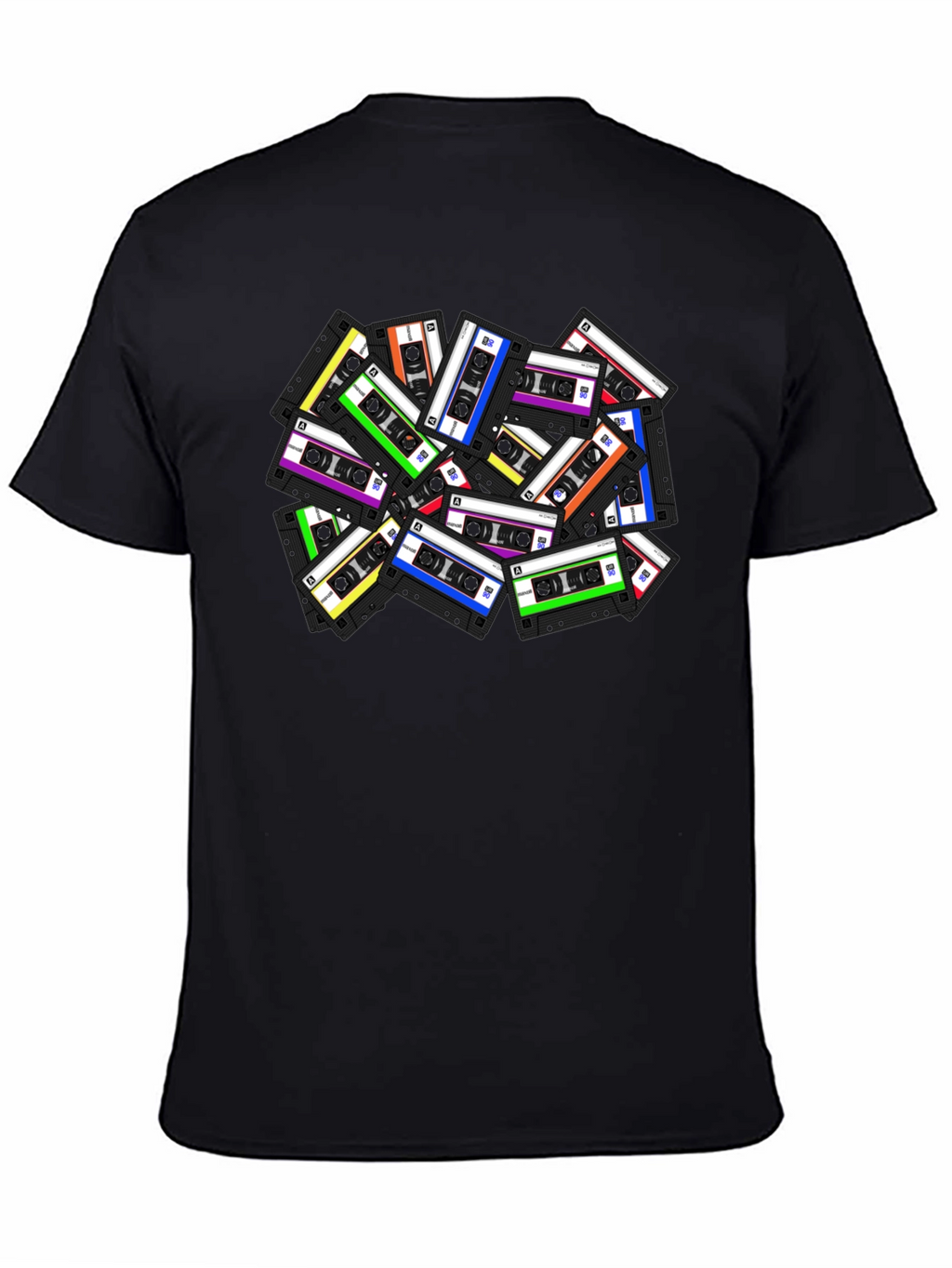 Retro Cassette Tape Graphic T-Shirt - Black