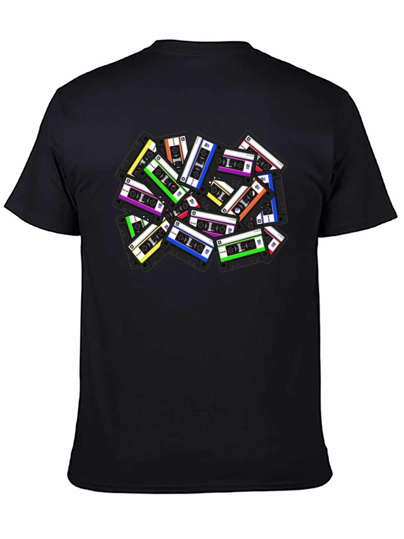 Retro Cassette Tape Graphic T-Shirt - Black