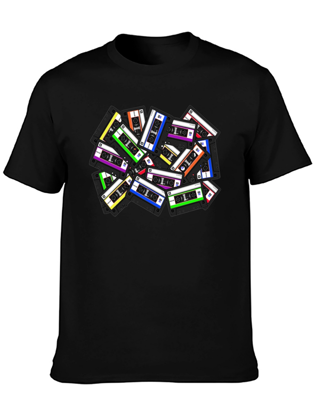 Retro Cassette Tape Graphic T-Shirt - Black