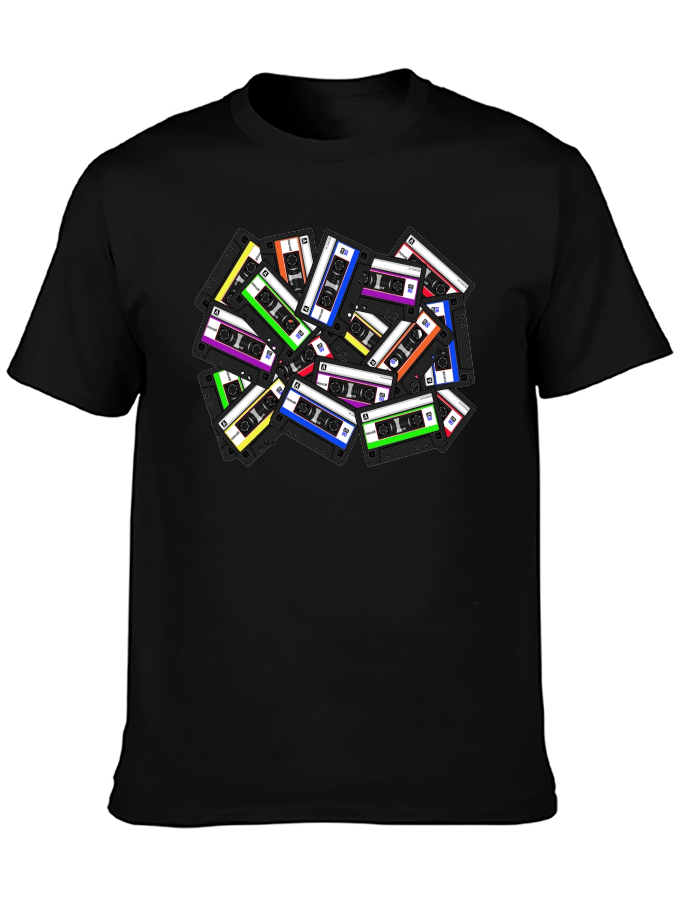 Retro Cassette Tape Graphic T-Shirt - Black