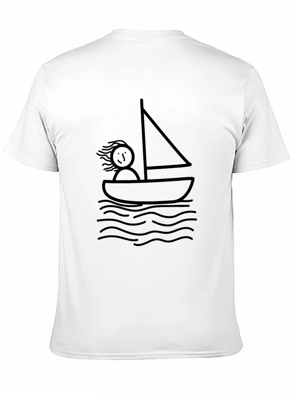 Stick Figure Sailboat Black T-Shirt - Relaxed Fit