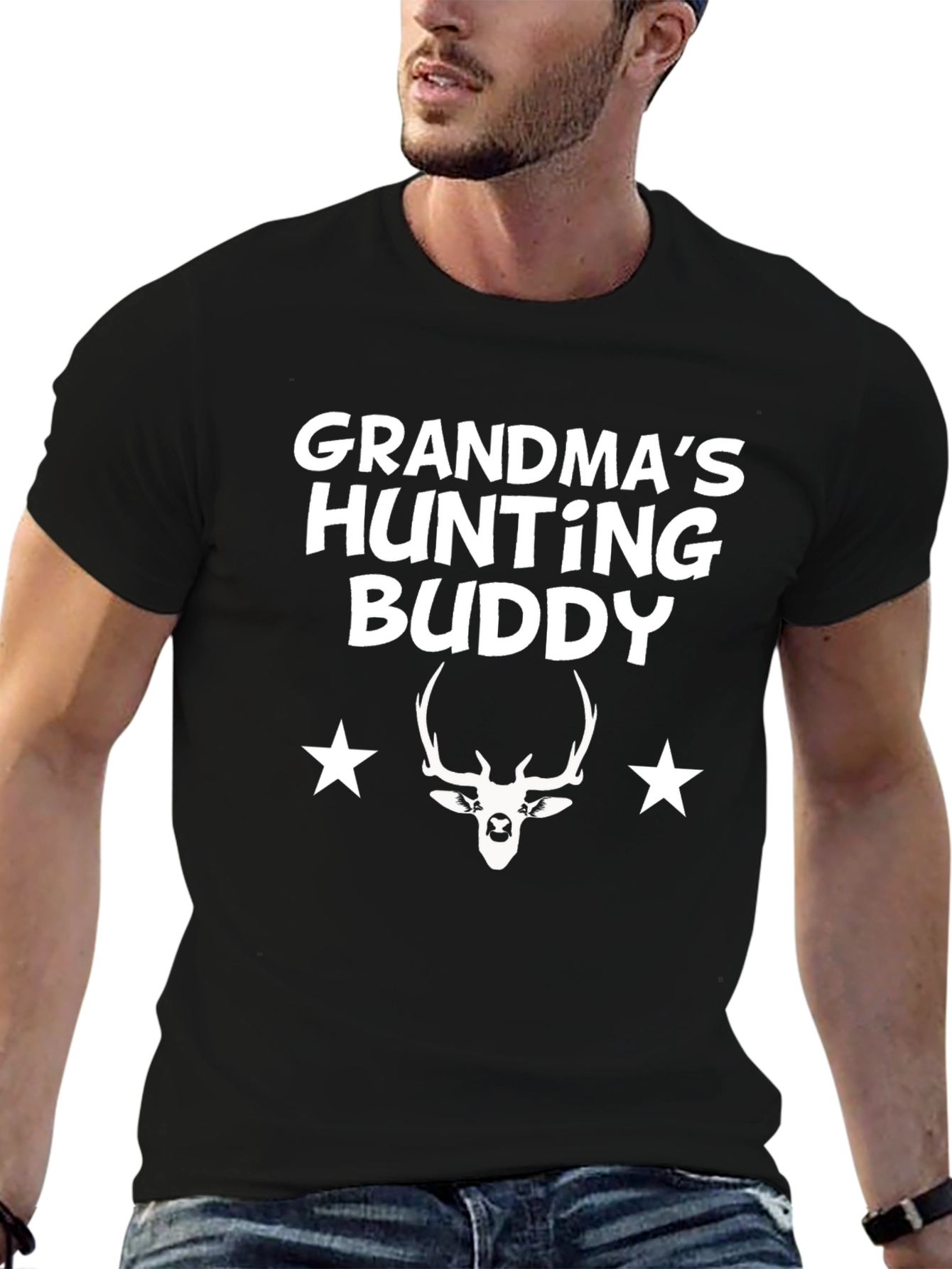 Grandmas Hunting Buddy Graphic Tee - Black Cotton T-Shirt