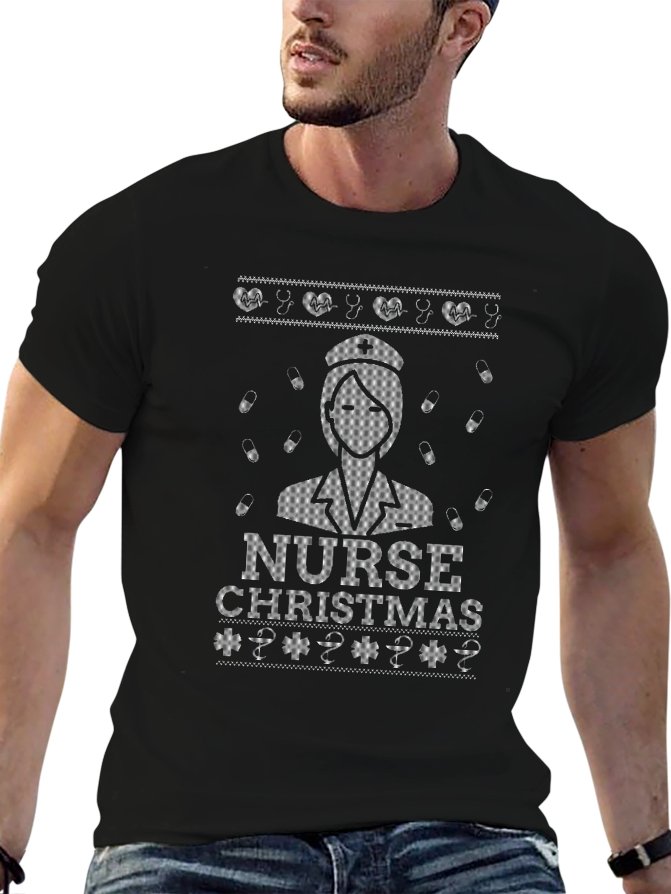 Nurse Christmas Pattern T-Shirt