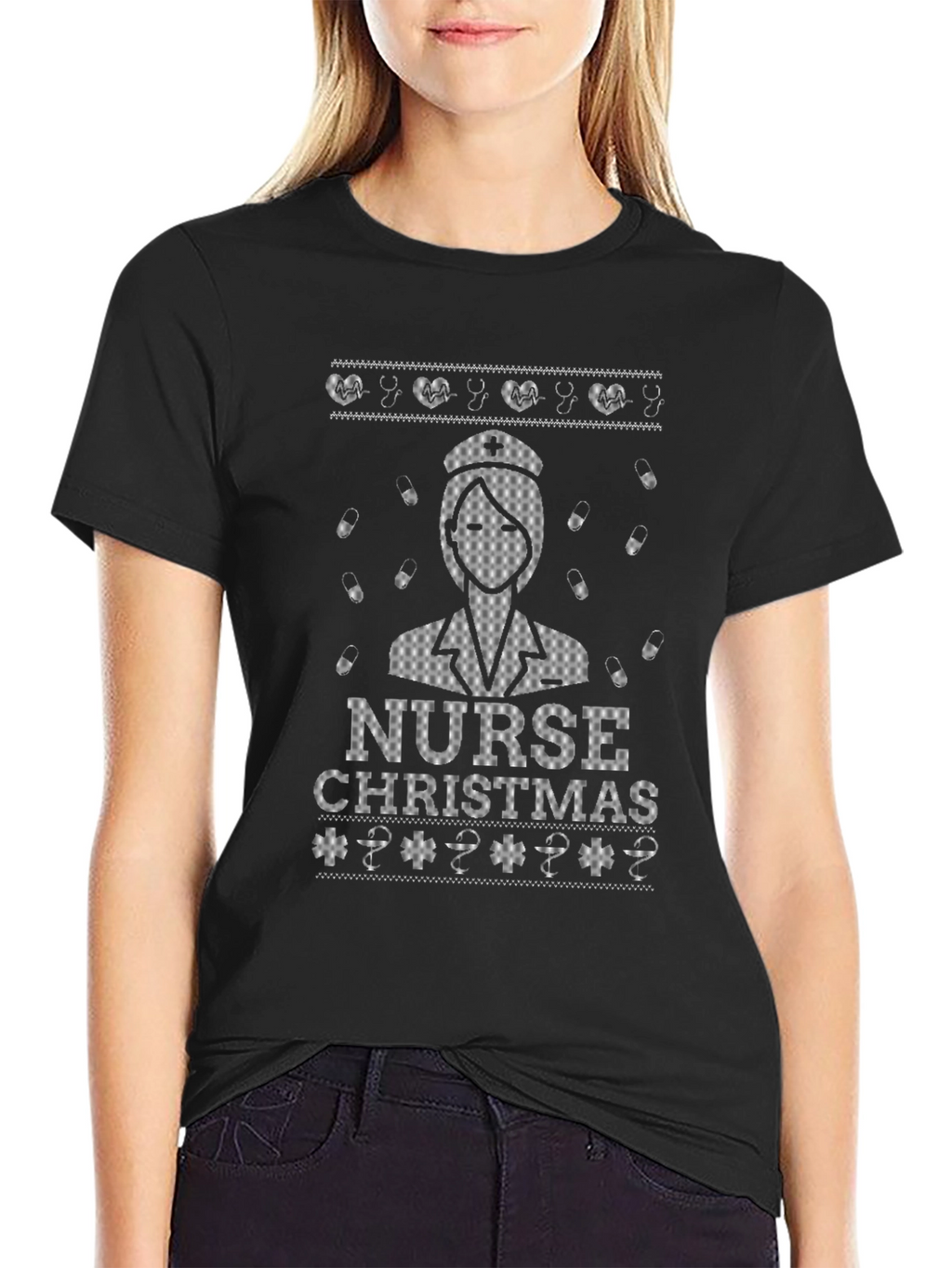 Nurse Christmas Pattern T-Shirt