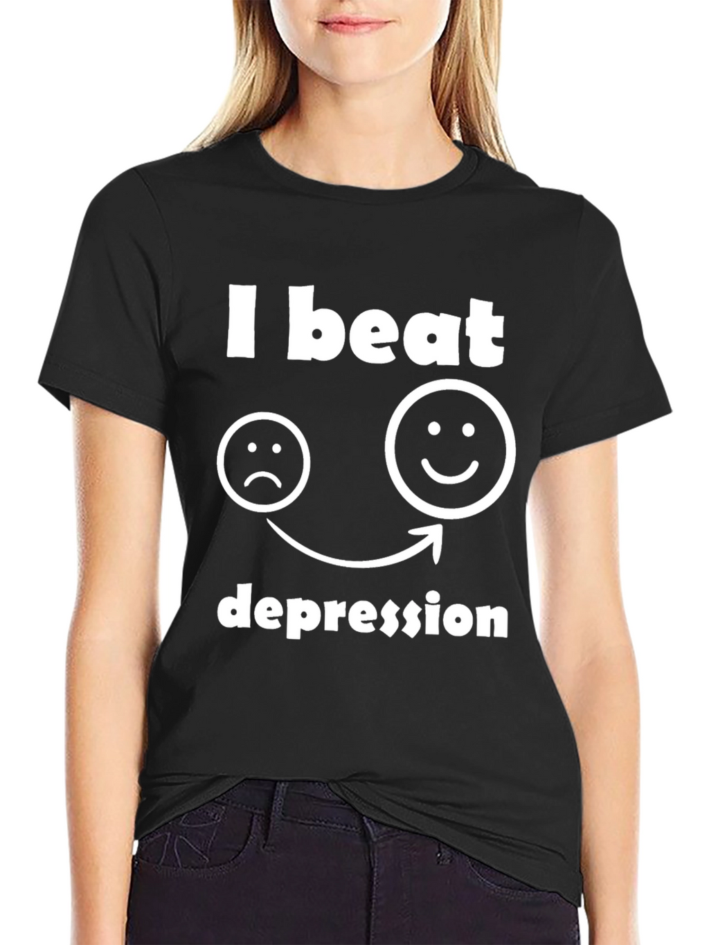 I Beat Depression Graphic T-Shirt