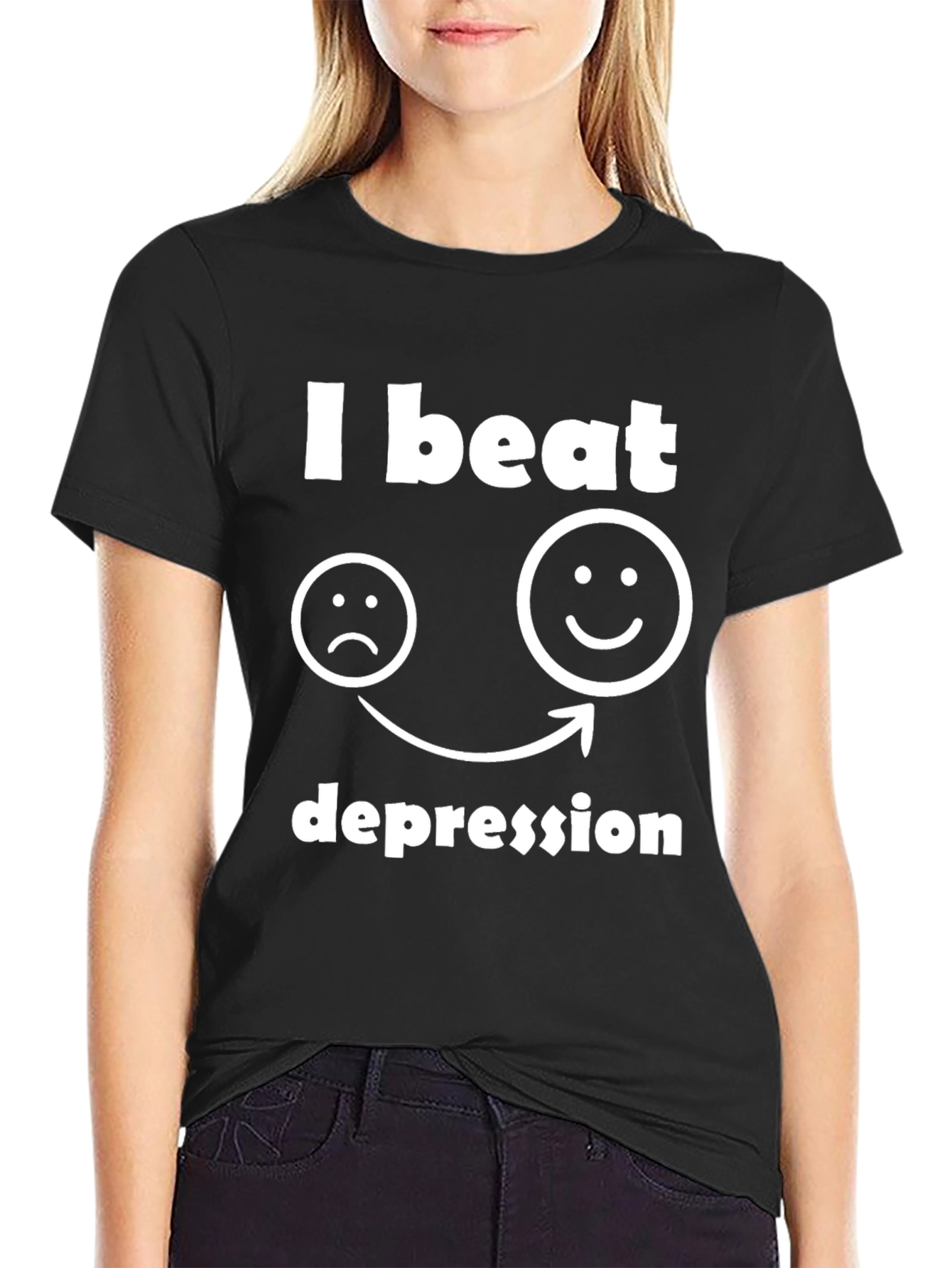I Beat Depression Graphic T-Shirt