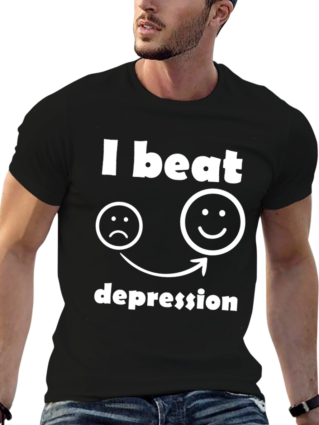 I Beat Depression Graphic T-Shirt