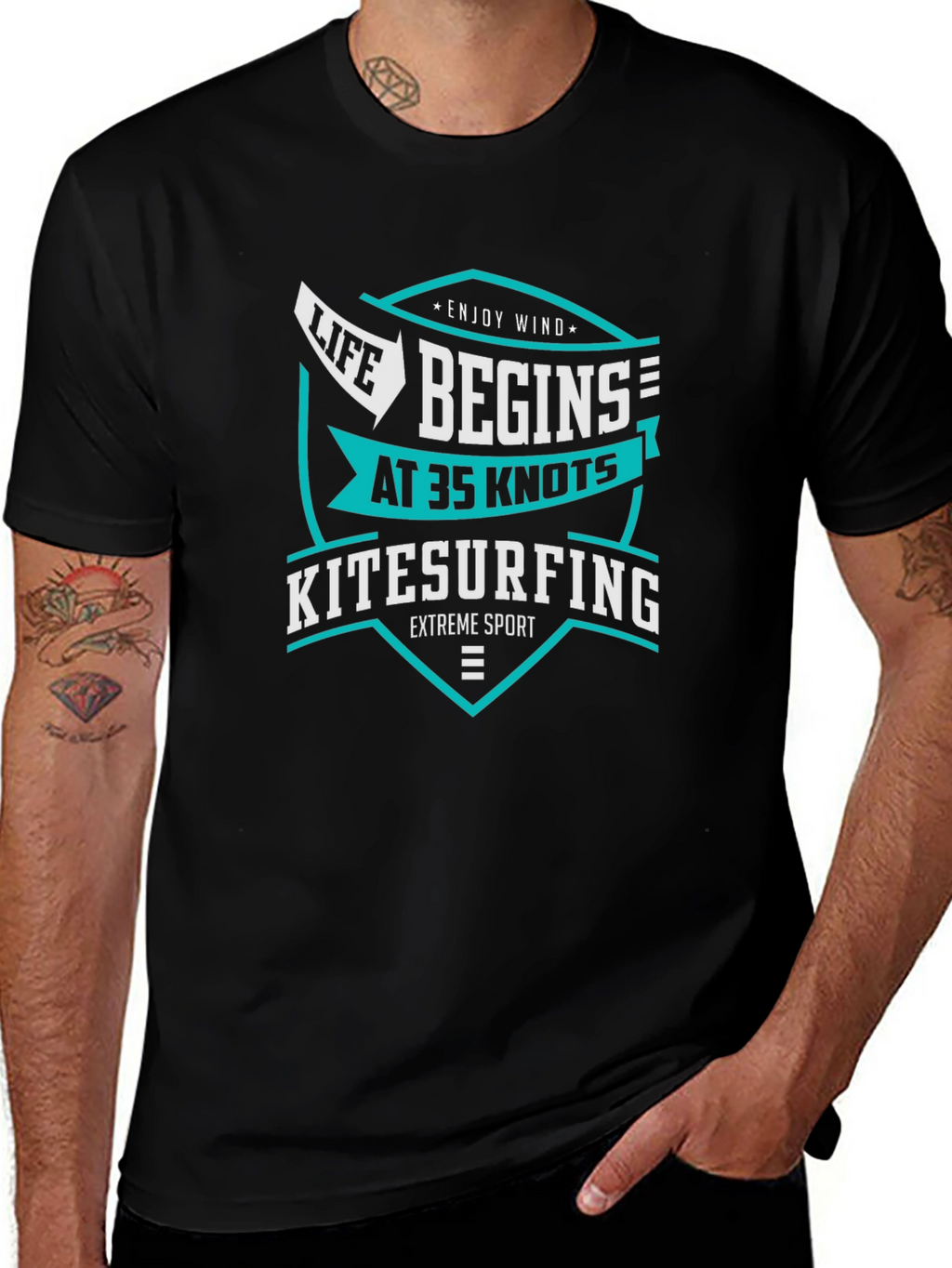 Life Begins at 35 Knots Kitesurfing T-Shirt