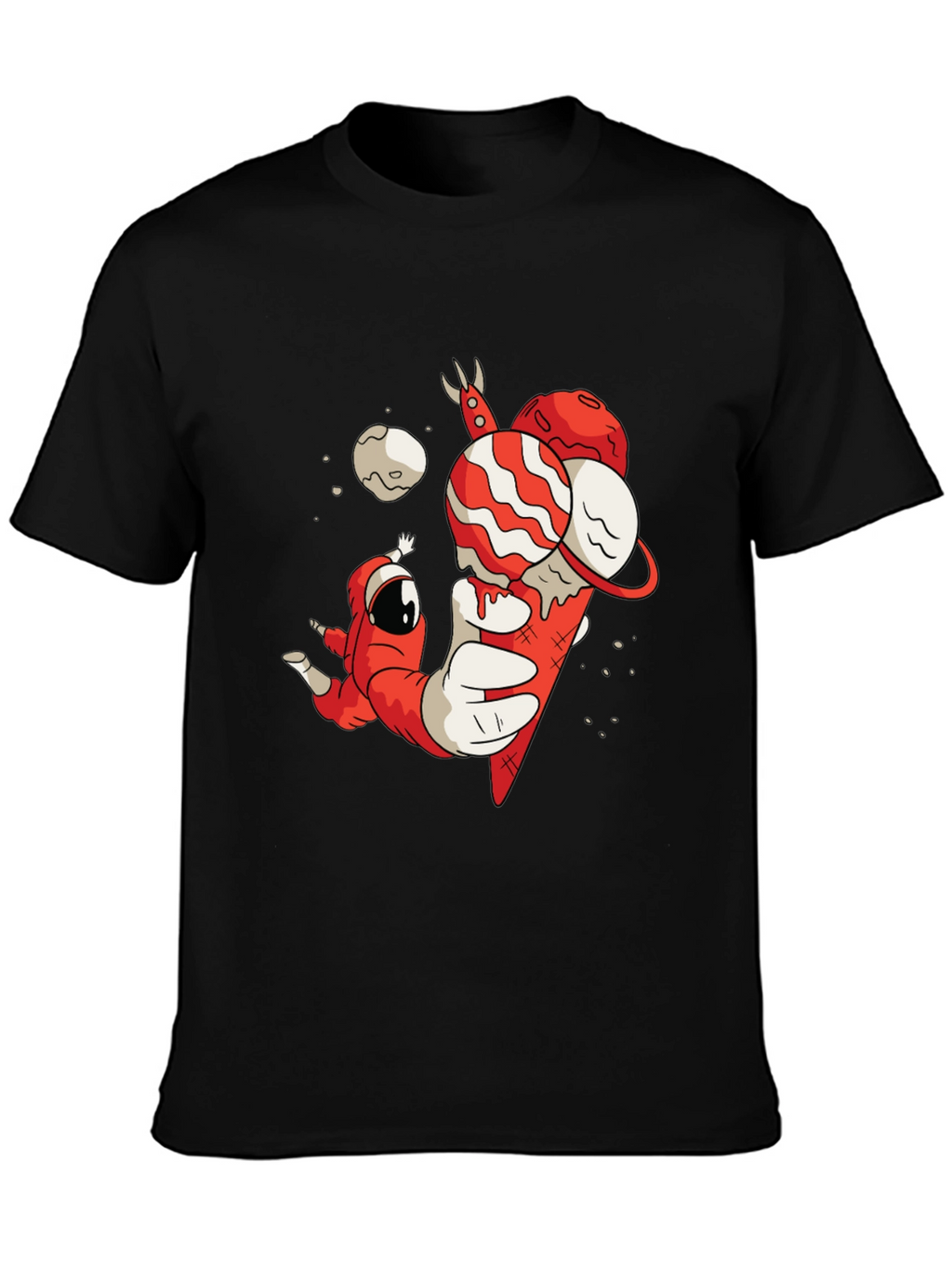 Astronaut Ice Cream Graphic Tee - Funky Black T-Shirt