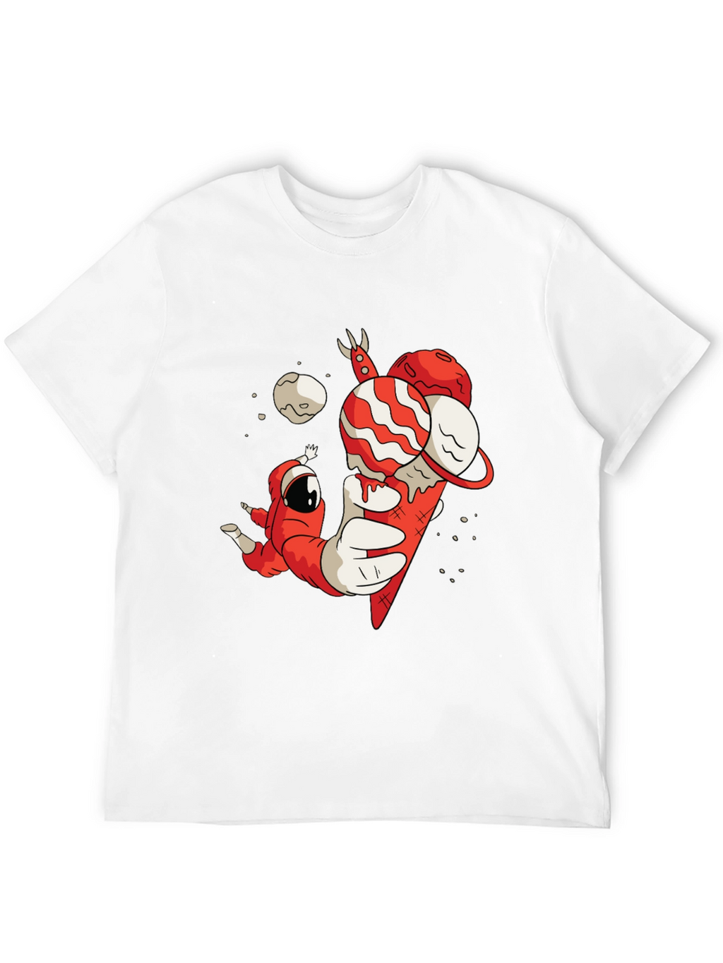 Astronaut Ice Cream Graphic Tee - Funky Black T-Shirt