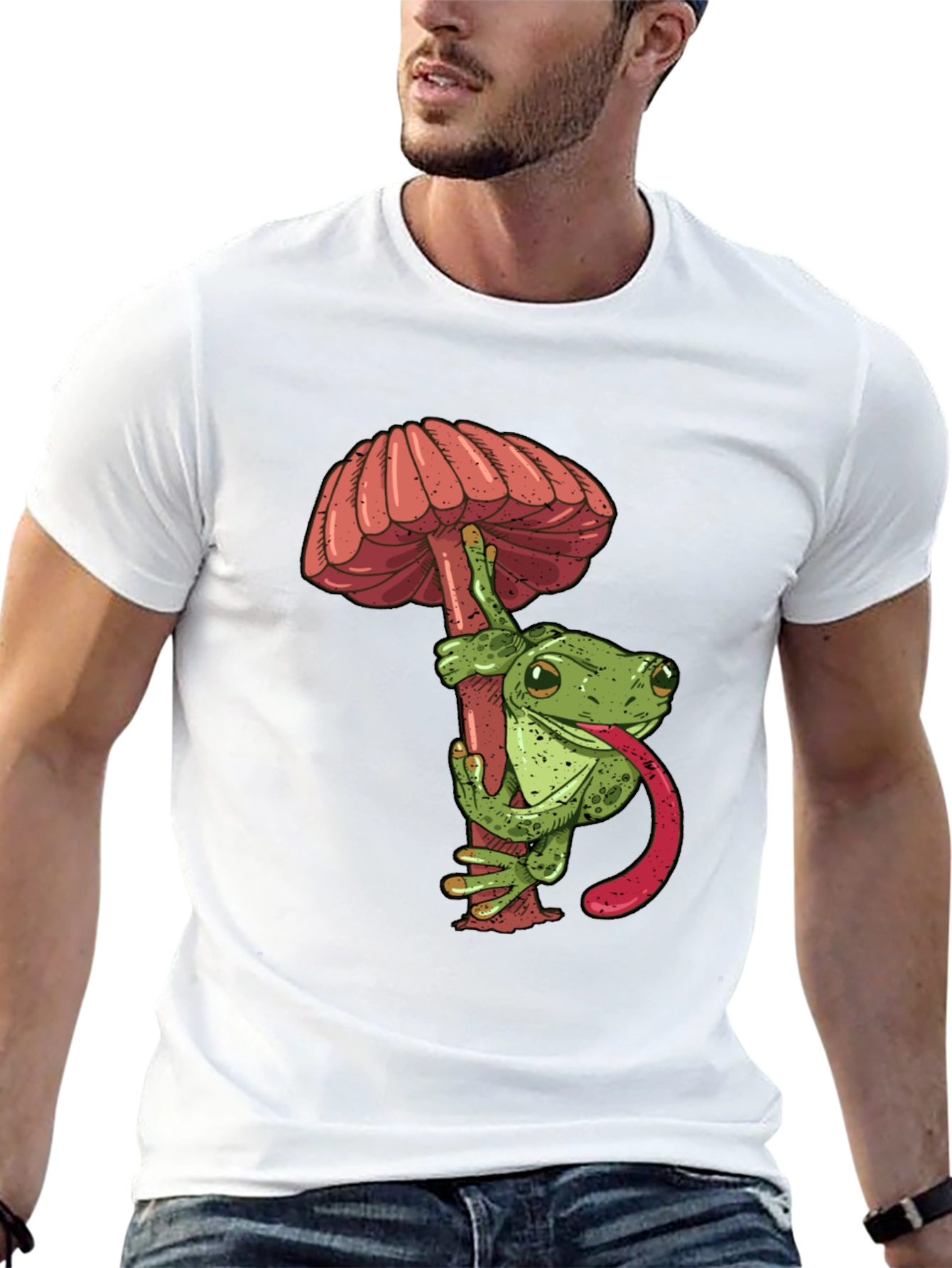 Frog & Mushroom Graphic Tee - Cool Unique Design!