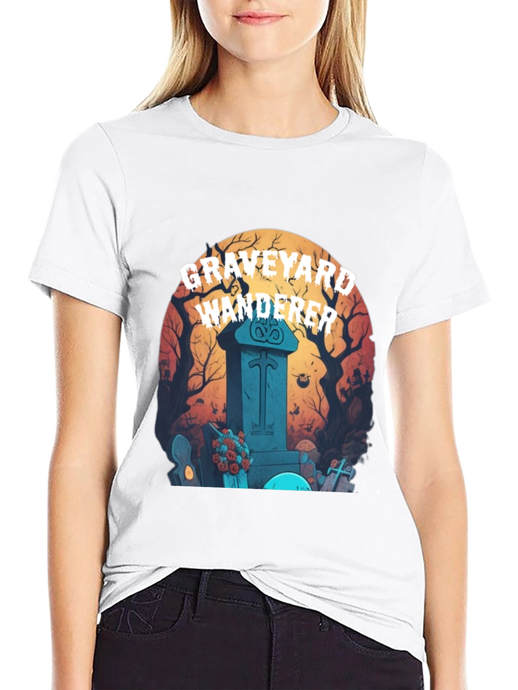 Graveyard Wanderer Graphic Tee - Halloween T-Shirt