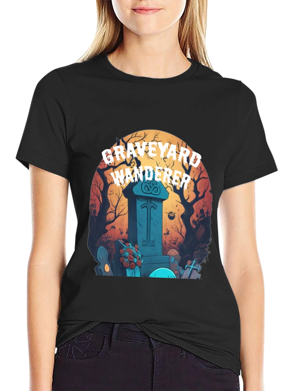 Graveyard Wanderer Graphic Tee - Halloween T-Shirt