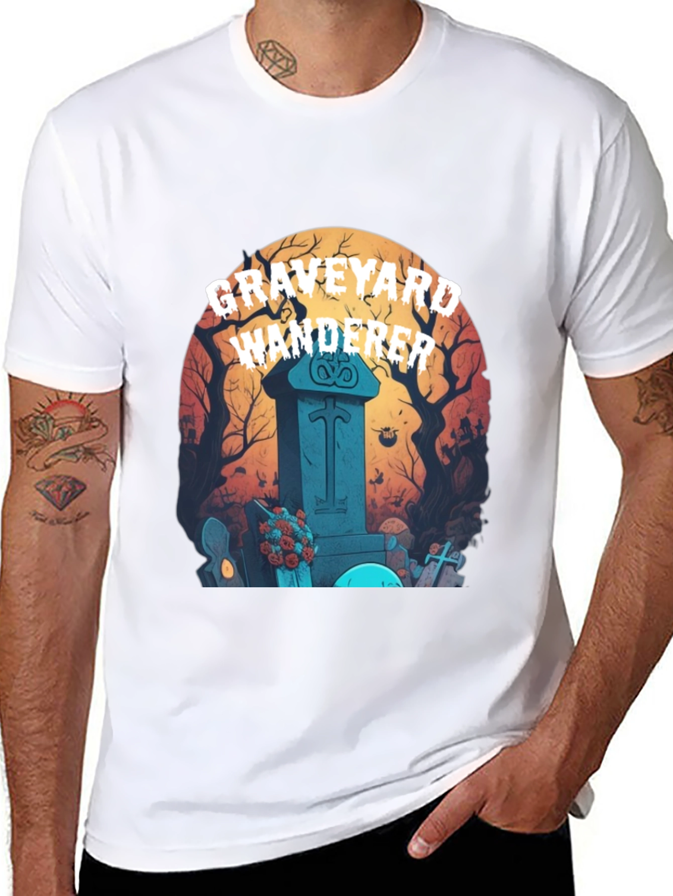 Graveyard Wanderer Graphic Tee - Halloween T-Shirt