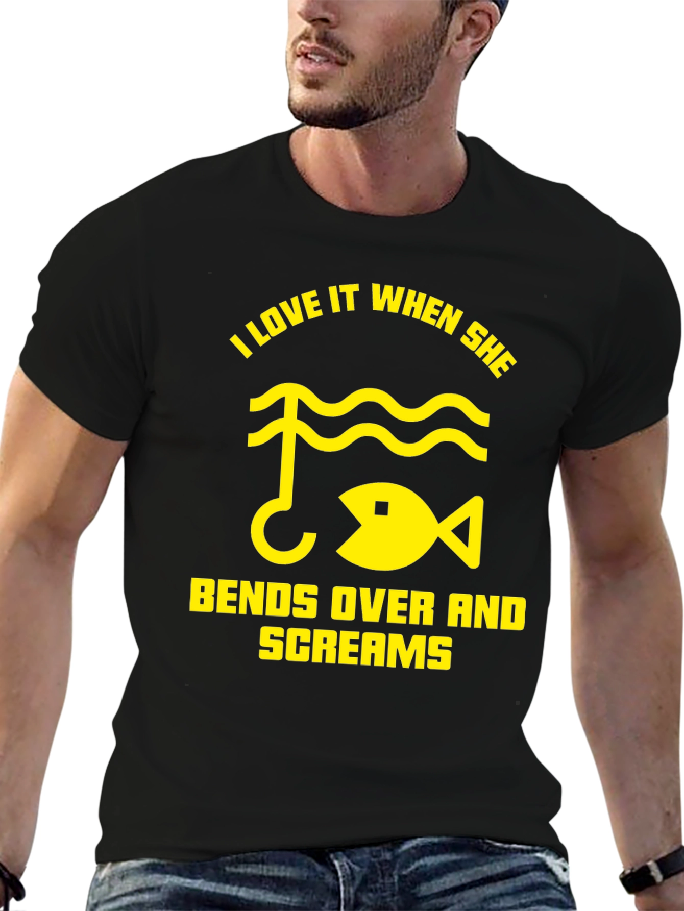 Funny Fishing T-Shirt - I Love It When She Bends Over