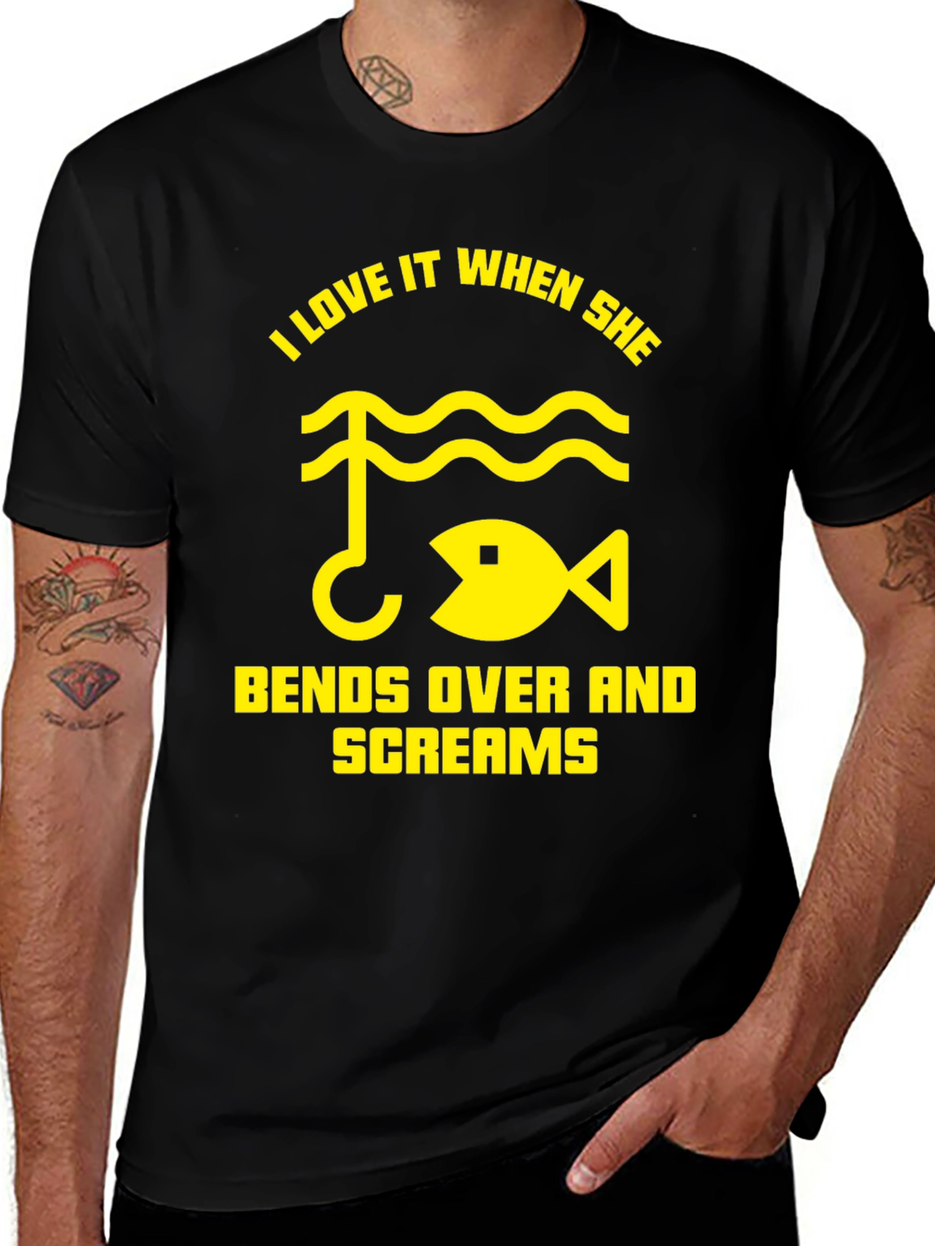 Funny Fishing T-Shirt - I Love It When She Bends Over