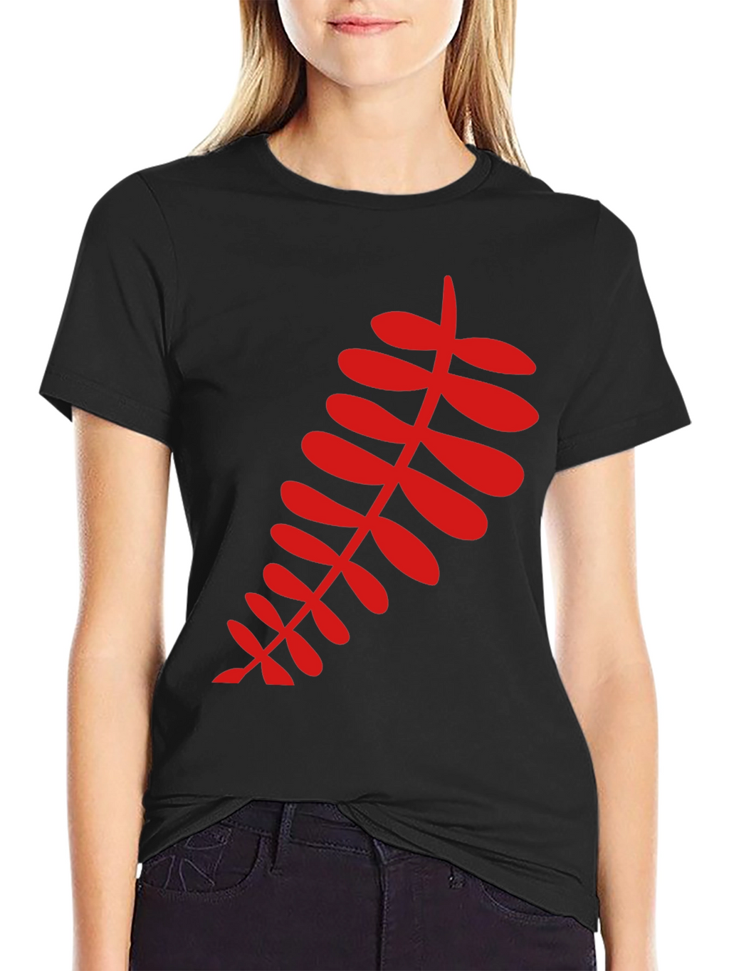 Red Fern Graphic Black T-Shirt