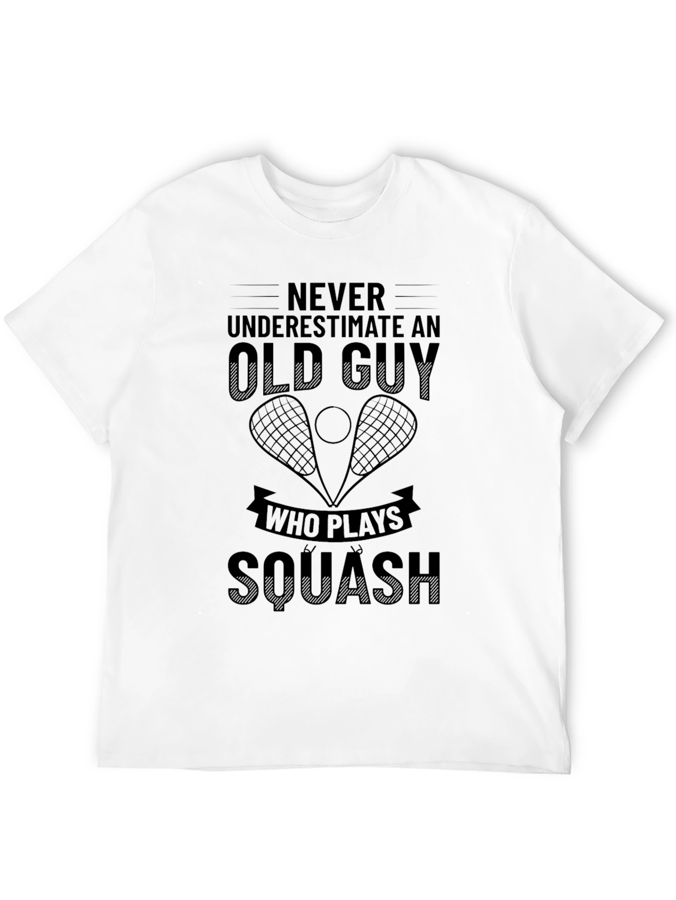 Old Guy Squash Player Black T-Shirt