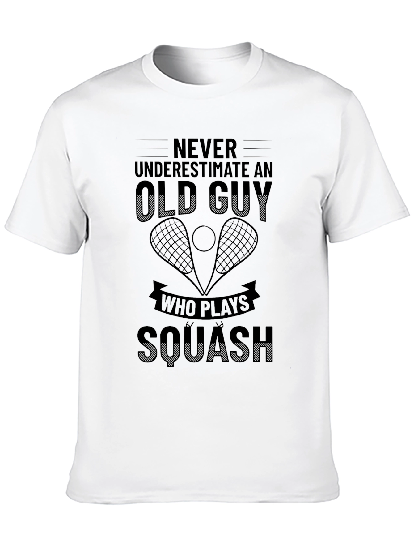 Old Guy Squash Player Black T-Shirt