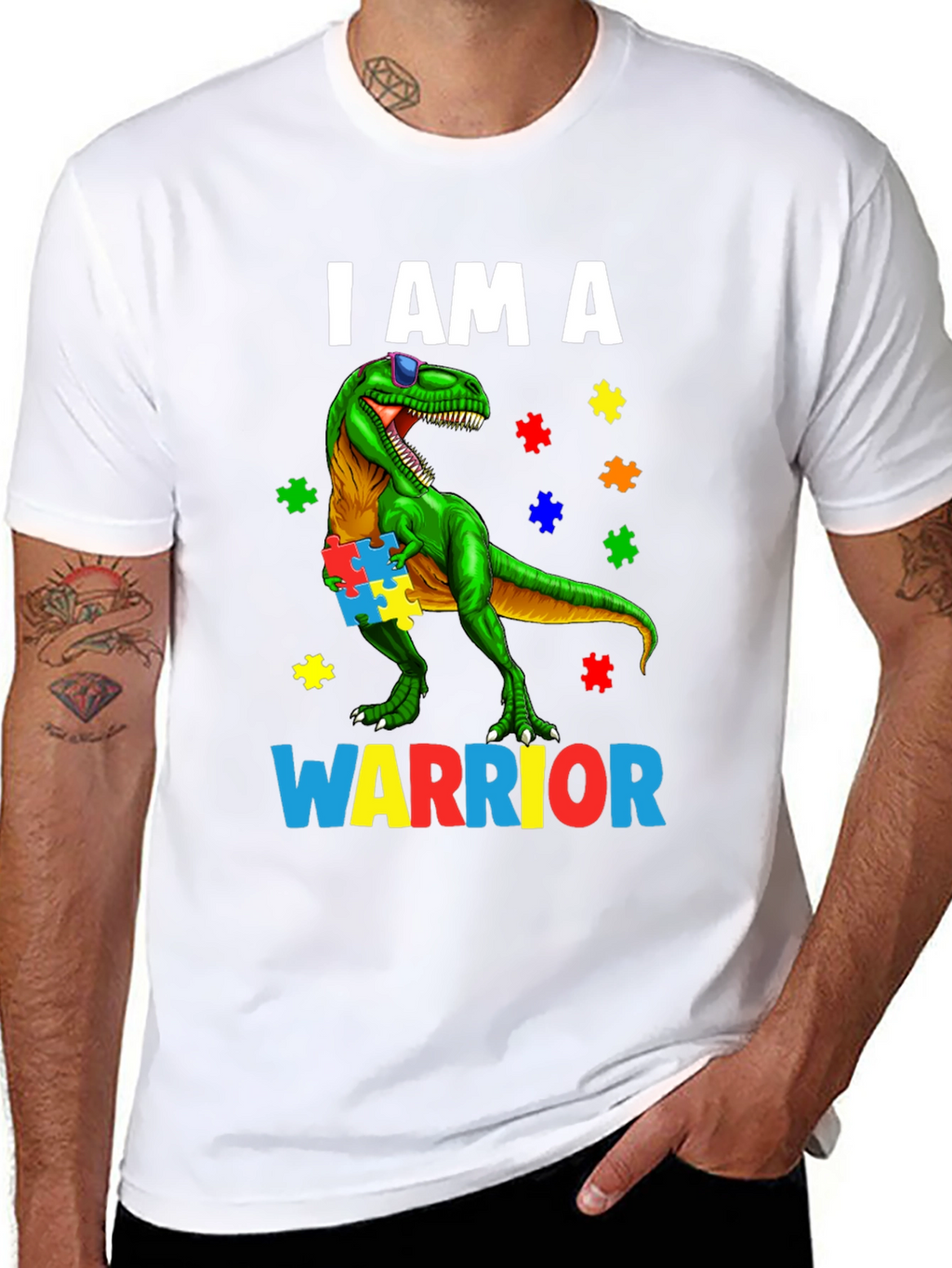 Autism Awareness Dinosaur Warrior T-Shirt