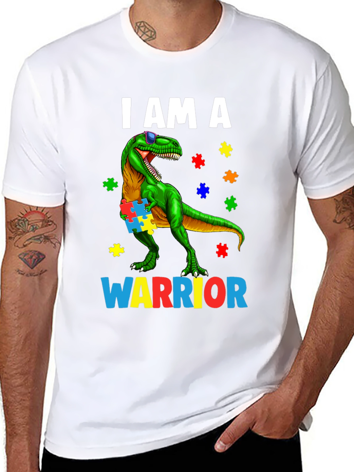 Autism Awareness Dinosaur Warrior T-Shirt