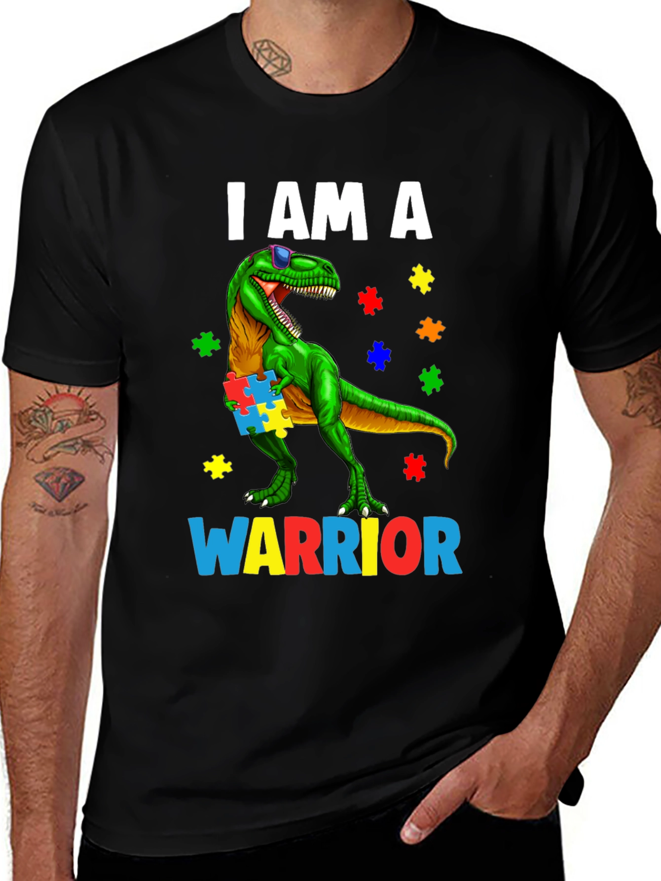 Autism Awareness Dinosaur Warrior T-Shirt