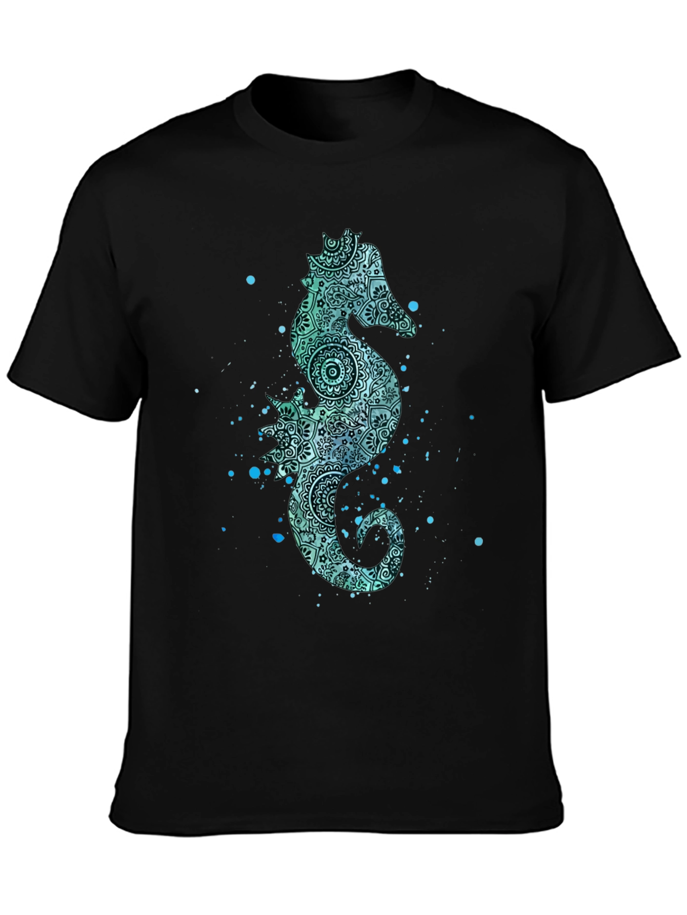 Seahorse Graphic Tee - Mens Black Cotton T-Shirt