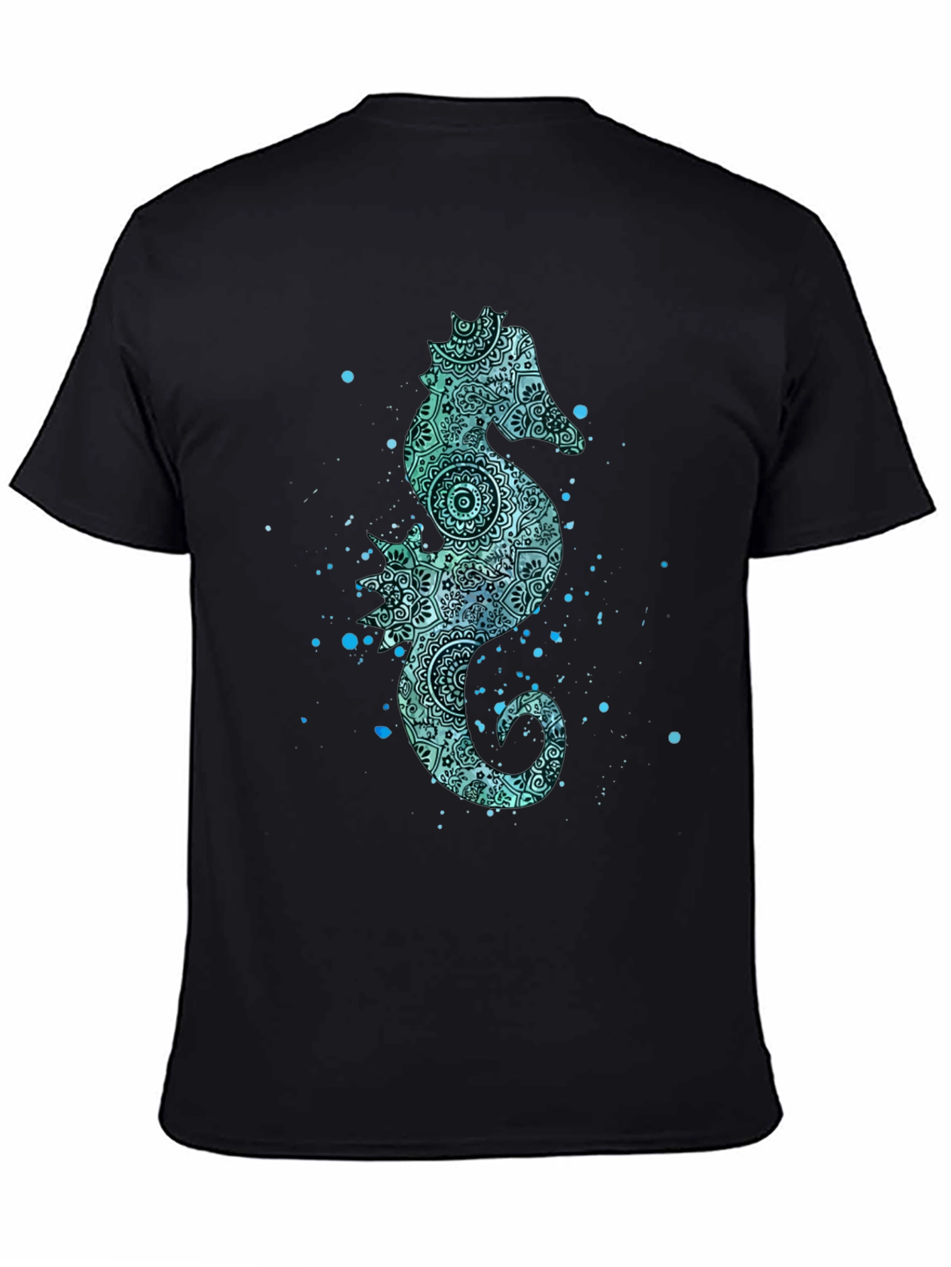 Seahorse Graphic Tee - Mens Black Cotton T-Shirt