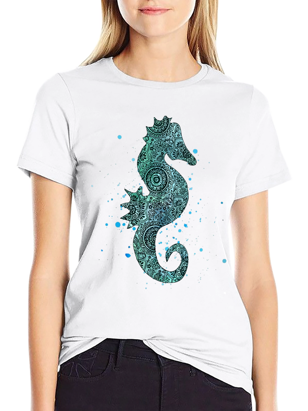 Seahorse Graphic Tee - Mens Black Cotton T-Shirt