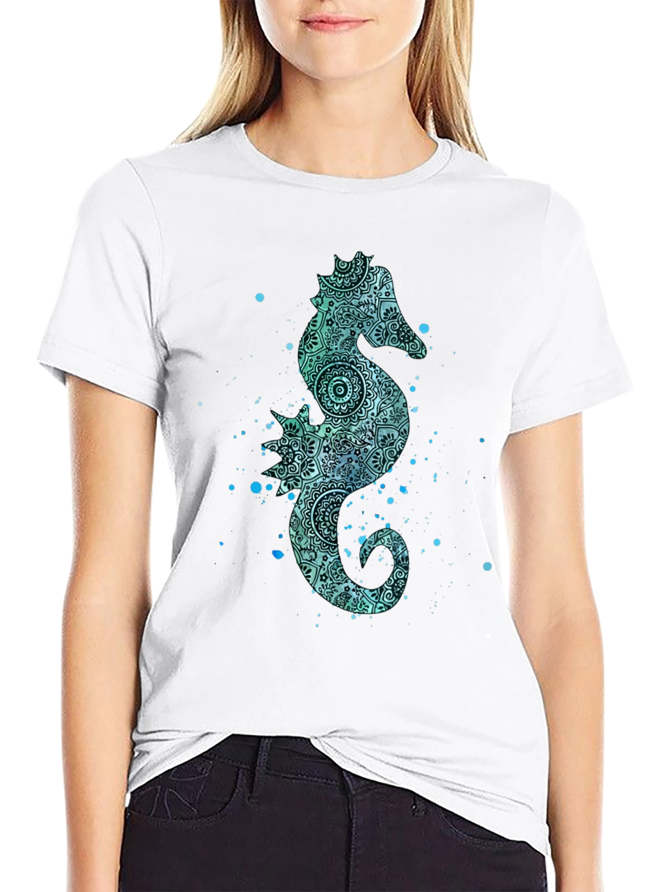 Seahorse Graphic Tee - Mens Black Cotton T-Shirt