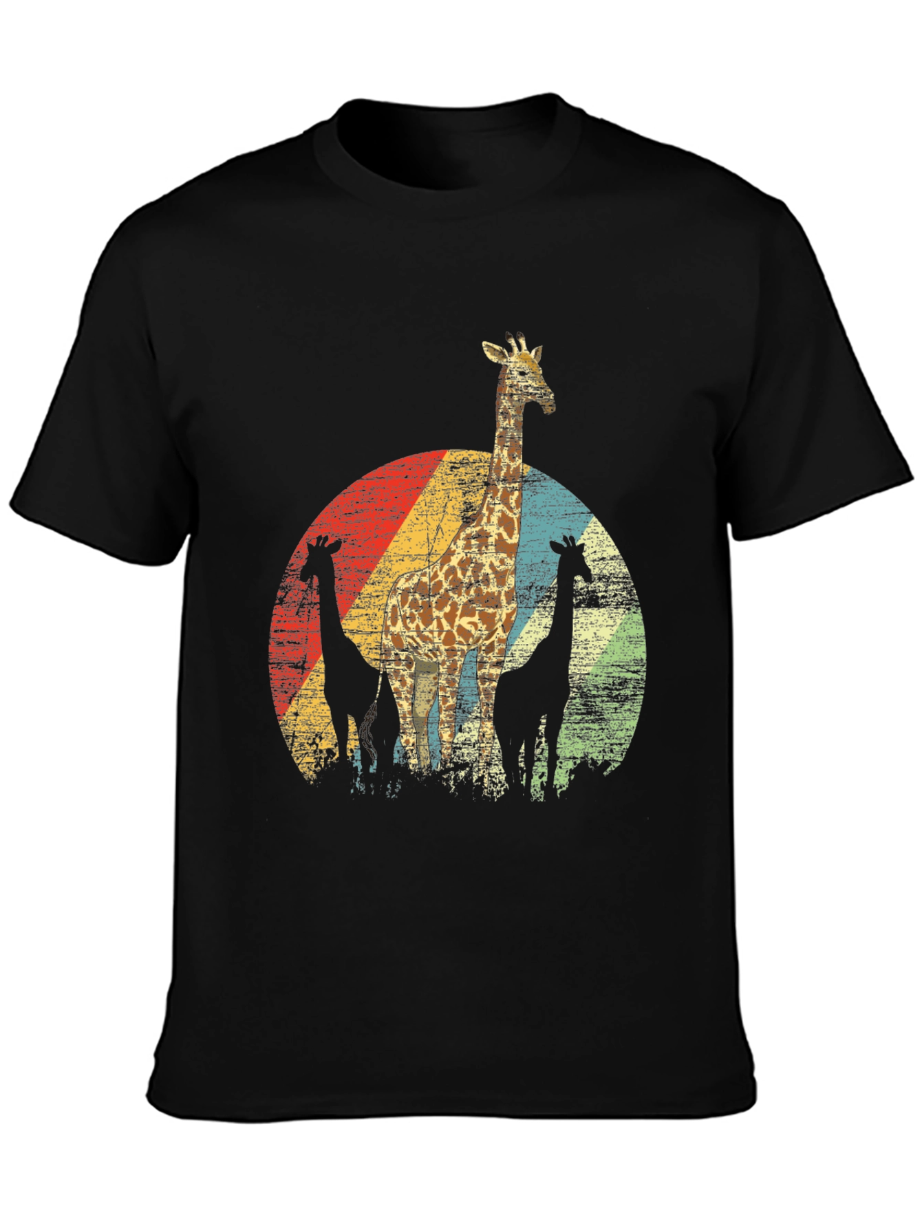 Retro Giraffe T-Shirt - Vintage Style Crew Neck Tee