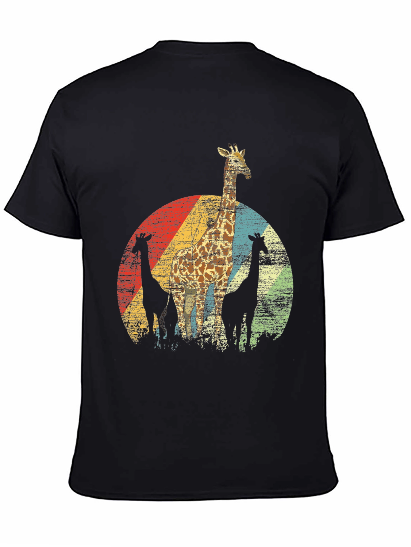 Retro Giraffe T-Shirt - Vintage Style Crew Neck Tee