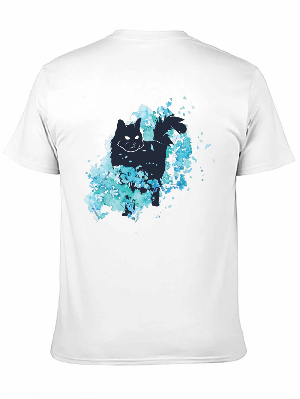 Cat Silhouette Floral T-Shirt - Stylish Black Tee