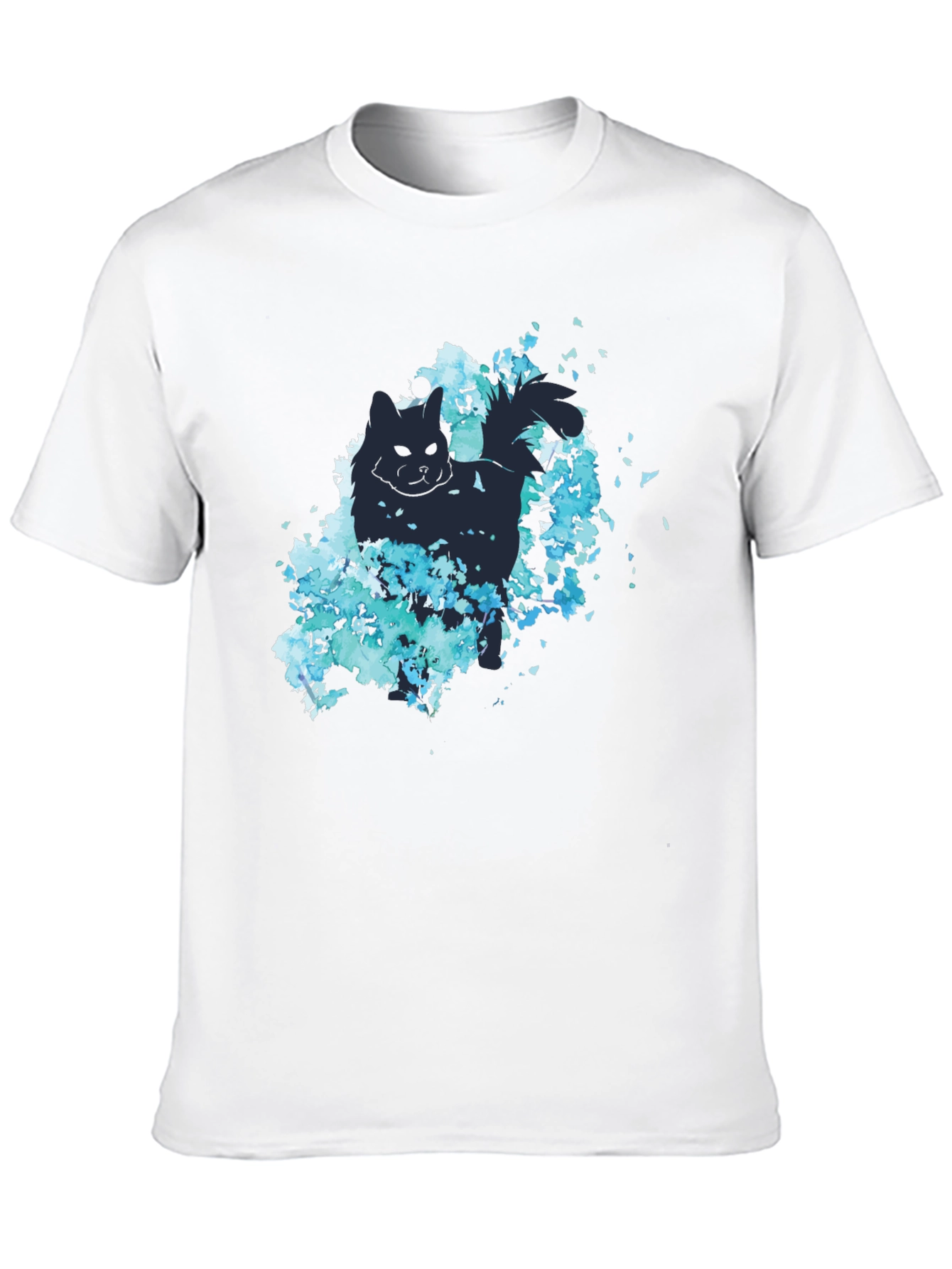 Cat Silhouette Floral T-Shirt - Stylish Black Tee