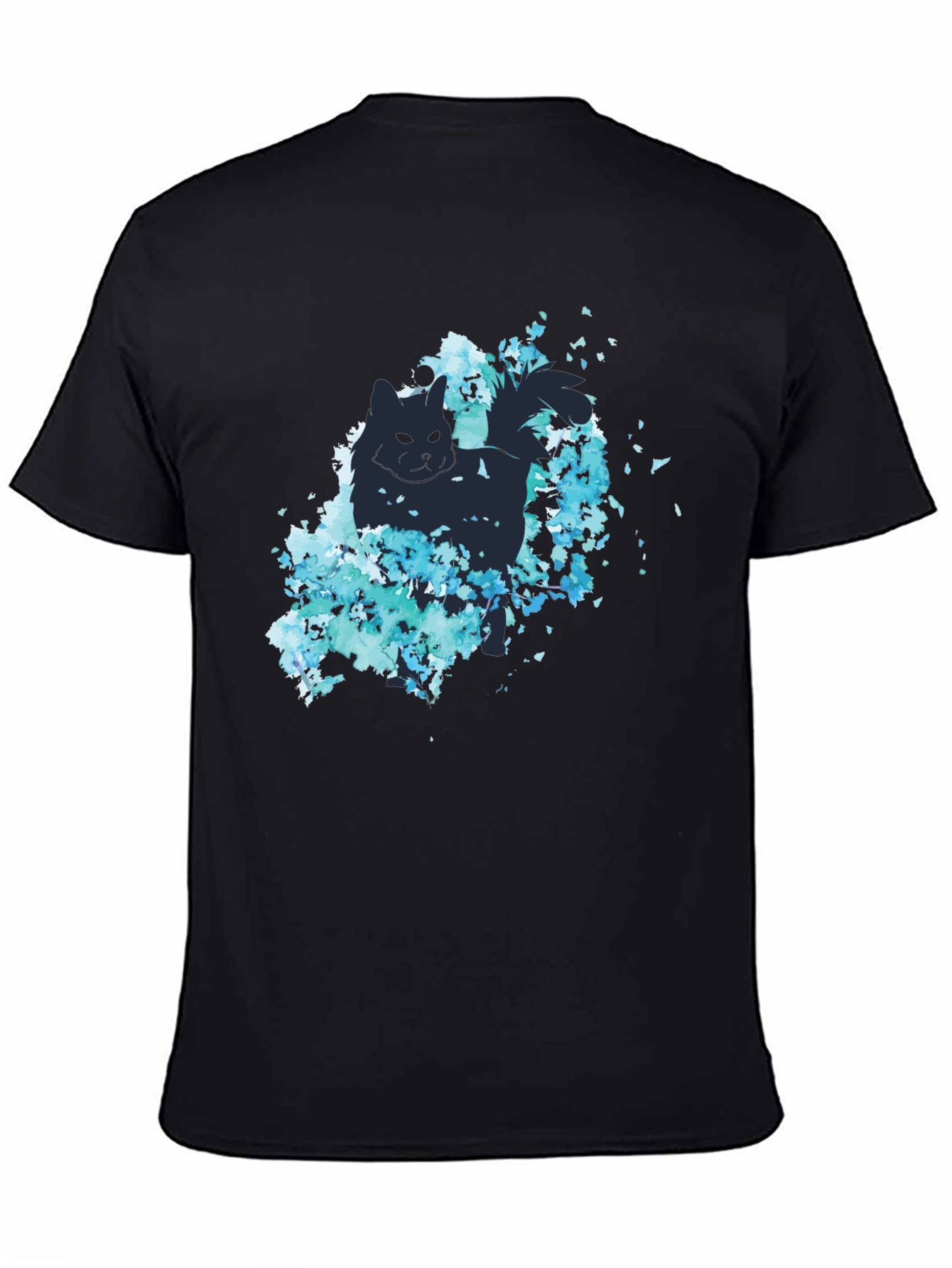 Cat Silhouette Floral T-Shirt - Stylish Black Tee