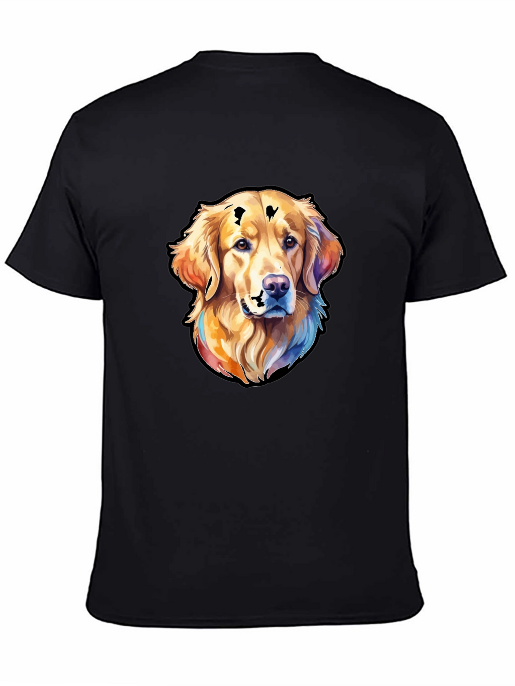 Golden Retriever Dog Graphic Tee - Black Cotton Blend