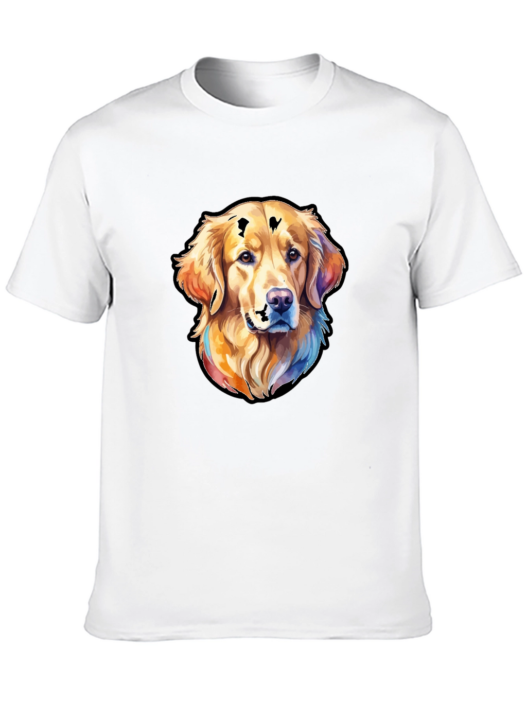 Golden Retriever Dog Graphic Tee - Black Cotton Blend