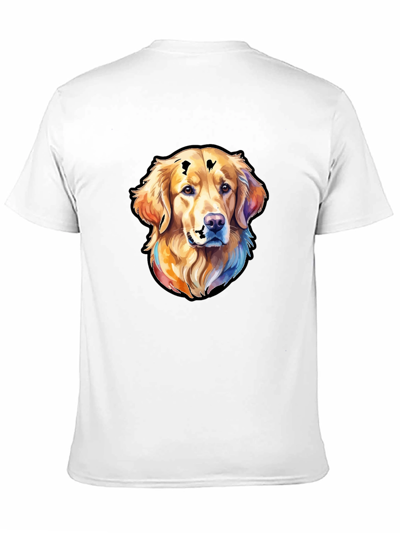 Golden Retriever Dog Graphic Tee - Black Cotton Blend
