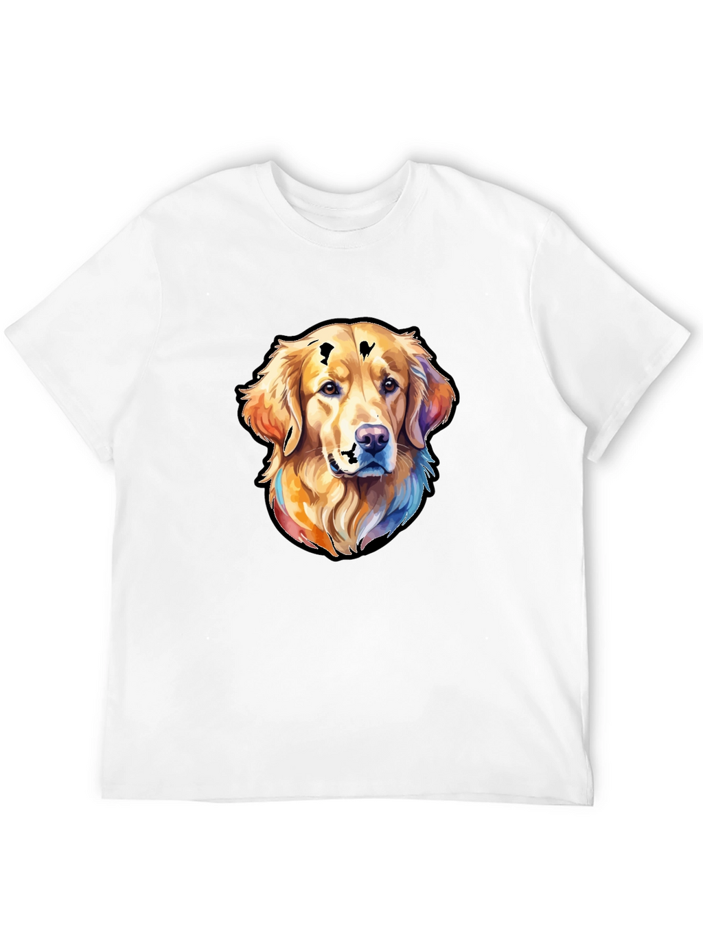 Golden Retriever Dog Graphic Tee - Black Cotton Blend