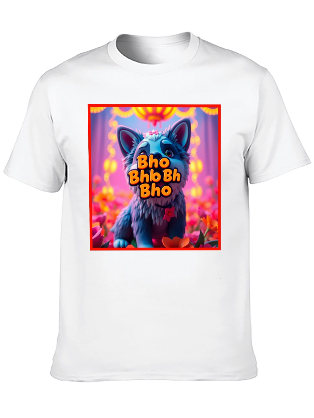 Cute Cartoon Wolf Bho Bhb Bh Bho Black T-Shirt