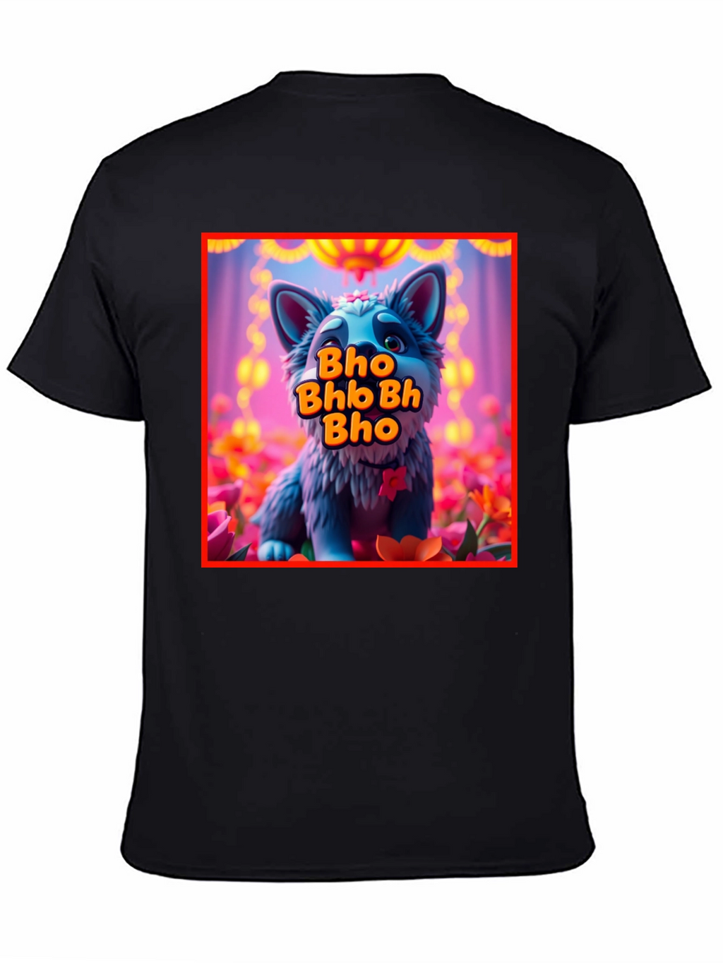 Cute Cartoon Wolf Bho Bhb Bh Bho Black T-Shirt