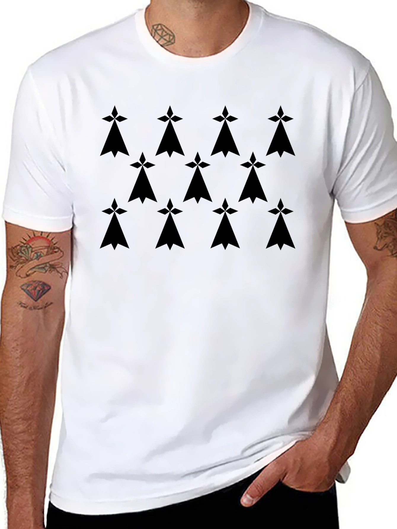 Mens Black Ermine Pattern T-Shirt