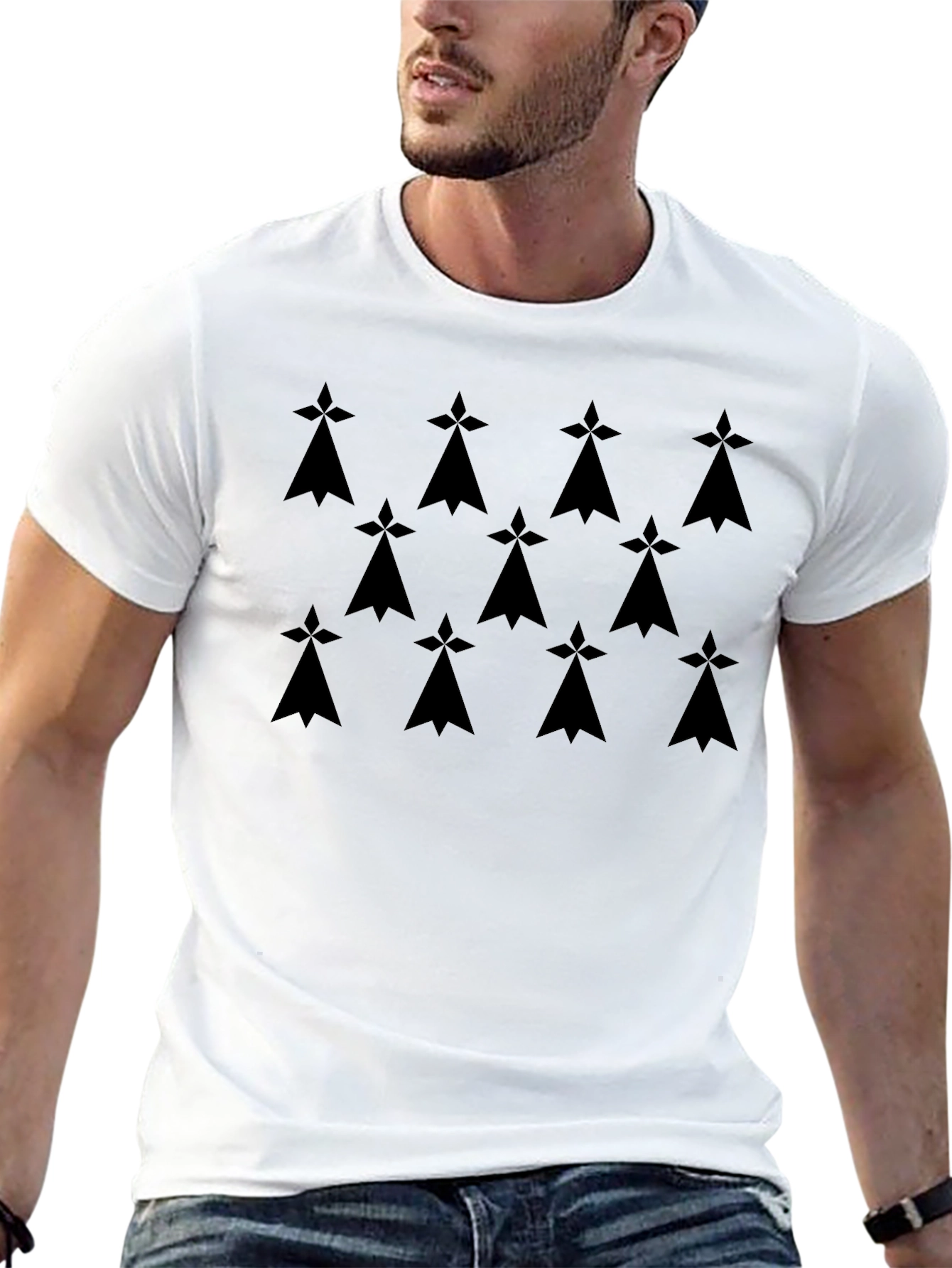 Mens Black Ermine Pattern T-Shirt