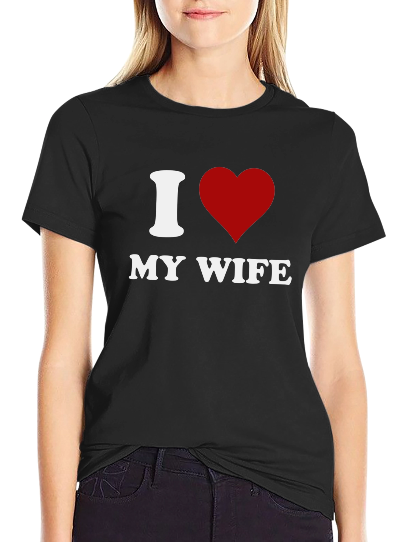 I Heart My Wife Graphic Tee - Black Cotton T-Shirt