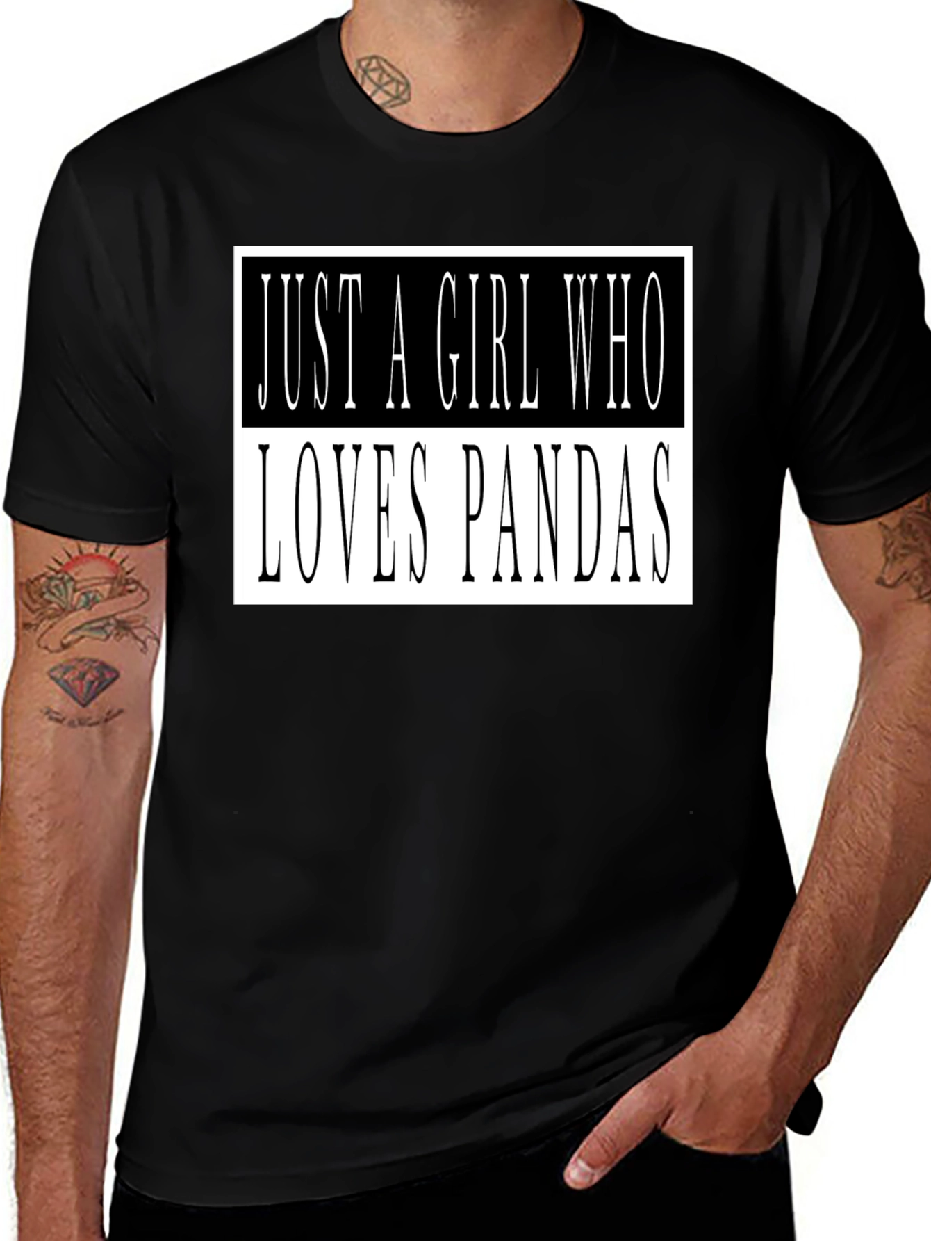 Just A Girl Who Loves Pandas T-Shirt Black Cotton Tee