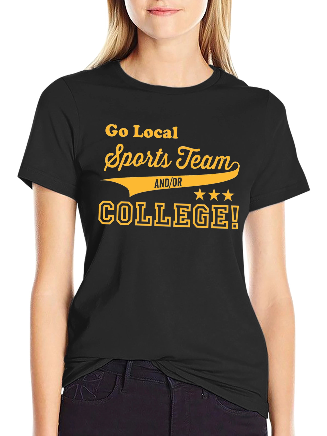 Go Local Sports Team/College T-Shirt - Black Cotton Tee