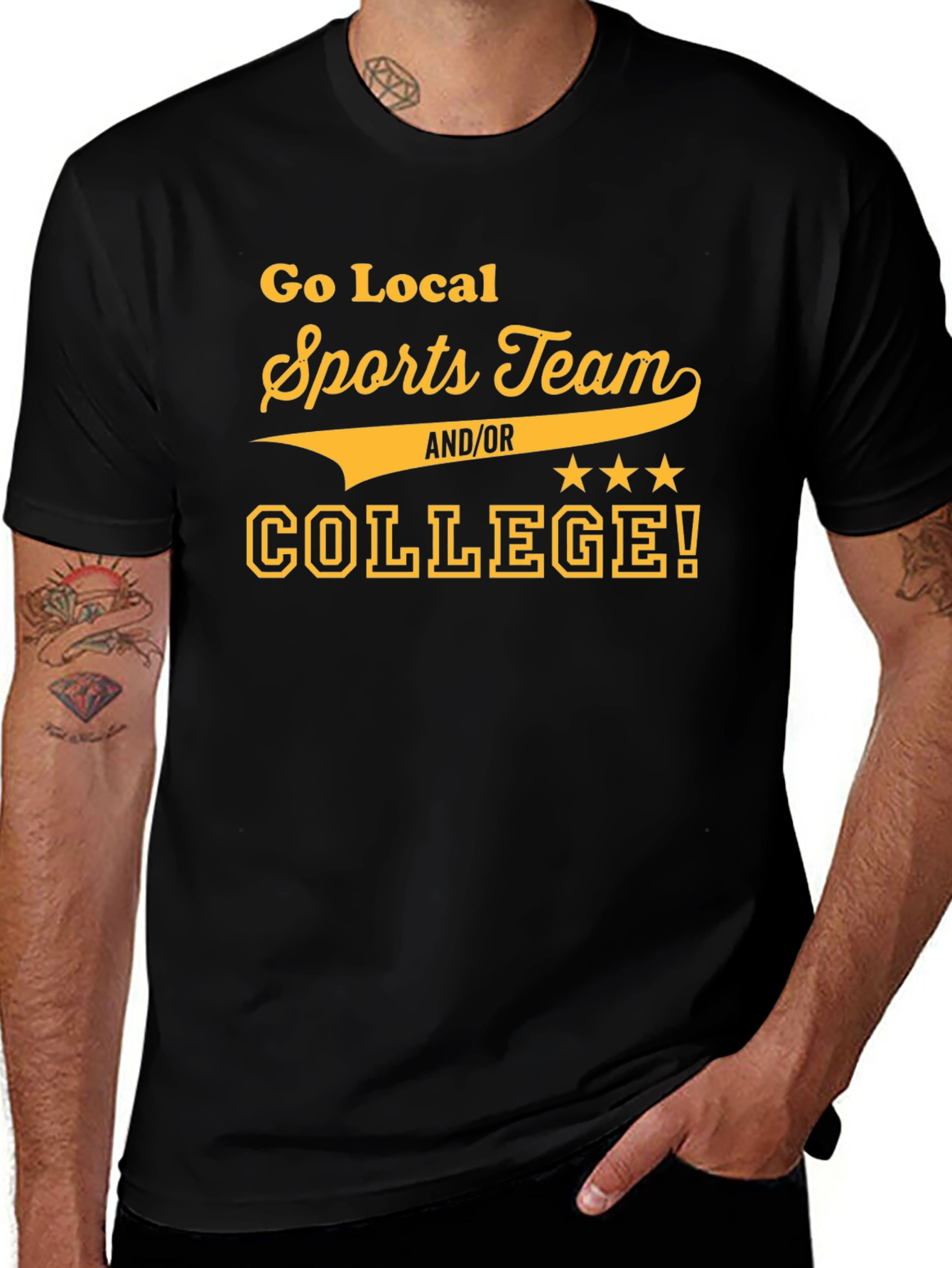 Go Local Sports Team/College T-Shirt - Black Cotton Tee